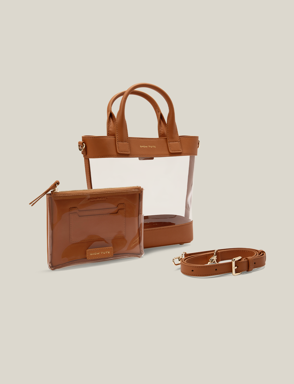 The Clear Tote - Saddle Brown